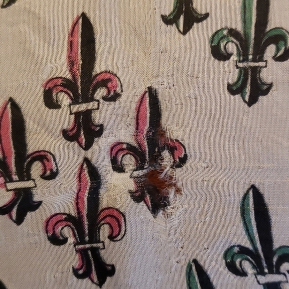 VTG Hand Rolled Silk & Rayon Scarf Fluer-de-lis - Picture 5 of 8